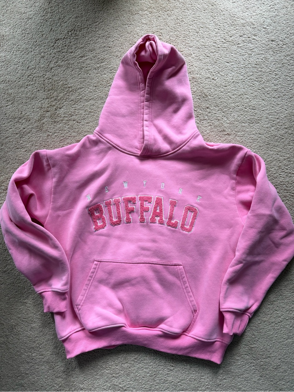 NWOT Varsity Hoodie in Cotton Candy Pink - Leveled Up Buffalo - Size Medium